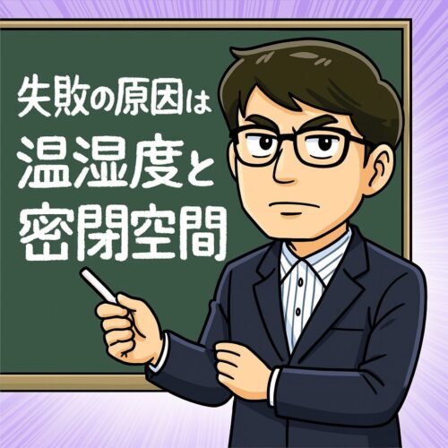 失敗の原因は温湿度と密閉空間