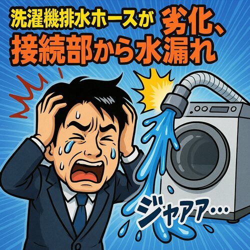 冷蔵庫のホースが劣化、接続部から水漏れ