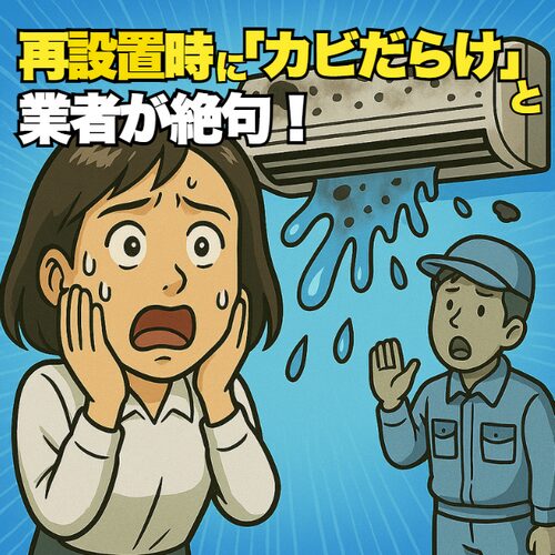 エアコンの再設置時にカビだらけの図