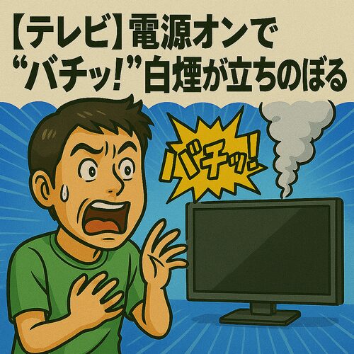 テレビから白煙が立ち上る