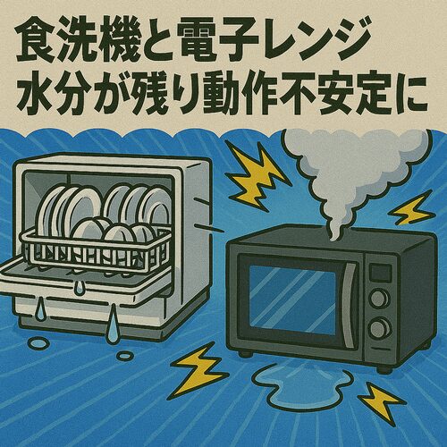 食洗器と電子レンジの水分が残り動作不安定に